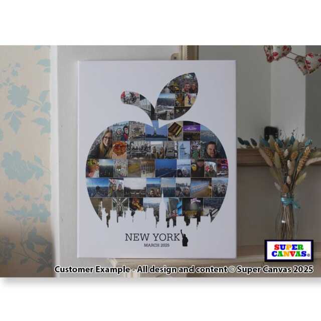 New York Big Apple City Family Holiday Travel Picture Photo Board Collage Wall Art Framed Canvas & Print Birthday Anniversary Gift - image 1