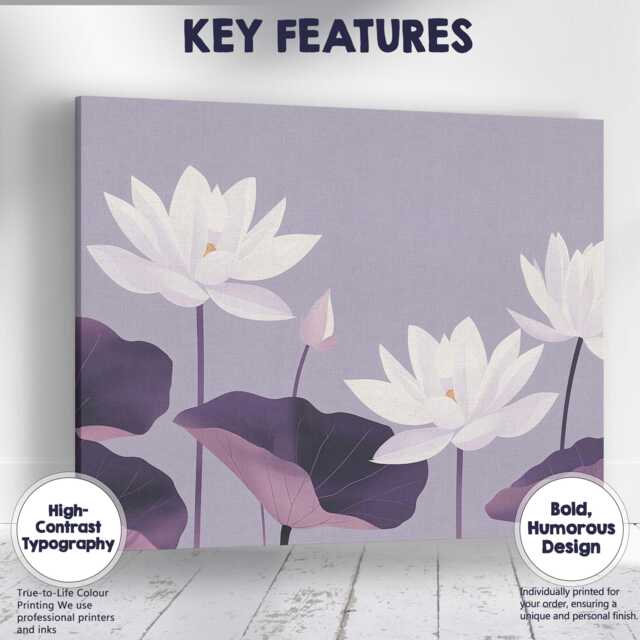 Soft Lilac Lotus Bloom Minimalist Floral Artwork Canvas Wall Art Print Decor Picture Ready To Hang - image 1