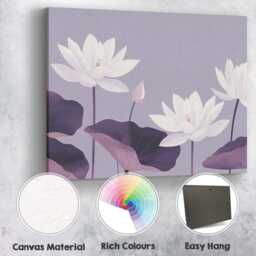 Soft Lilac Lotus Bloom Minimalist Floral Artwork Canvas Wall Art Print Decor Picture Ready To Hang - thumbnail 2