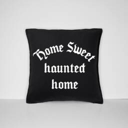 Gothic Home Decor Pillow Case - Sweet Haunted Home, Black Cotton Canvas - thumbnail 3