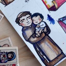 st Anthony Of Padua Patron Saint Block With Gift Bag // Lost Things & The Poor Catholic Toys By Almondrod - thumbnail 2