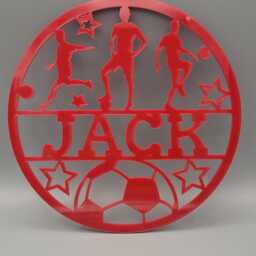 Personalised Football Soccer Round Name Pick Your Team Colours Wall Plaque, Kids Bedroom Decor, Name, Door Or Wall Hanger in Acrylic Wood - thumbnail 4