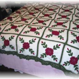 Raspberry Wine Roses Afghan Blanket Throw - thumbnail 2
