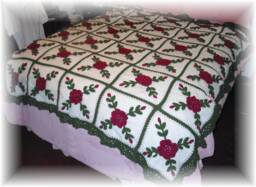 Raspberry Wine Roses Afghan Blanket Throw