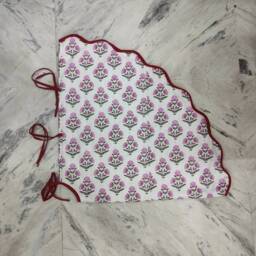 Christmas Scalloped Piping Green Tree Skirt, Printed Blue Tree Striped Tartan Skirt - thumbnail 2