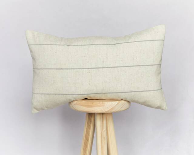 Beige Striped Lumbar Cushion Cover Farmhouse Decor - 50x30cm - image 1