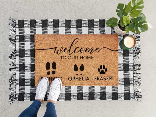 Dog Friendly Home Doormat - Personalised Family Name - image 1