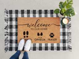 Dog Friendly Home Doormat - Personalised Family Name - thumbnail 1
