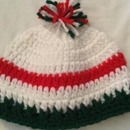 Crocheted Baby Blanket Travel/stroller/Crib/Car Seat/White/Red/Green/Red Ruffle/White/Red/Green Trim New Born Hat - thumbnail 4