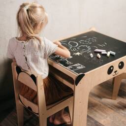 Toddler Table & Chair Set - Montessori With Blackboard Wooden Kids Furniture - thumbnail 2