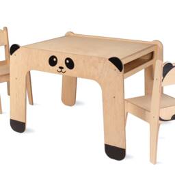 Toddler Table & Chair Set - Montessori With Blackboard Wooden Kids Furniture - thumbnail 3