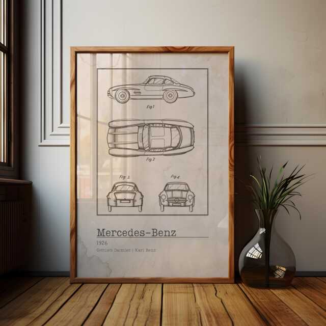 Mercedes 300Sl Patent Art Print Classic Car Enthusiast Gift - image 1