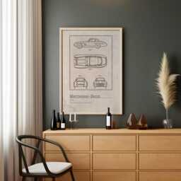 Mercedes 300Sl Patent Art Print Classic Car Enthusiast Gift - thumbnail 2
