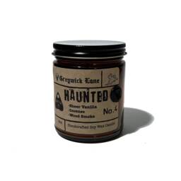Haunted Smoked Vanilla Candle - Spooky Ghost Halloween Decor Dark Academia Home Fragrance Moody Goth Aesthetic, 9Oz Amber Jar - thumbnail 3
