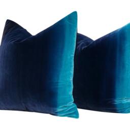 Harlequin Designer Ombre Velvet Pillow in Blueberry, Blue Lagoon, Plush Pillows, Navy Accent Decorative Cover - thumbnail 2