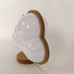 Cloud Night Light Touch Control Children's Lamp, Birch Plywood Base - thumbnail 3