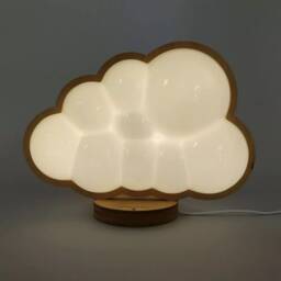 Cloud Night Light Touch Control Children's Lamp, Birch Plywood Base - thumbnail 2
