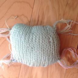 Sale Hand Knit Toss Pillow in Blue & Mint Green Colors - thumbnail 3