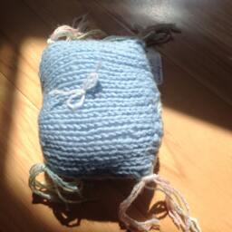 Sale Hand Knit Toss Pillow in Blue & Mint Green Colors - thumbnail 2