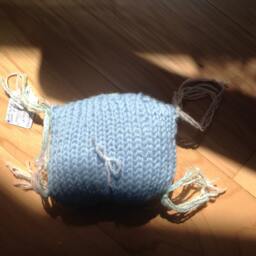 Sale Hand Knit Toss Pillow in Blue & Mint Green Colors - thumbnail 4