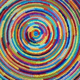 Handmade Wool Round Rug - Colorful Crochet Carpet - thumbnail 2