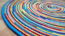 Handmade Wool Round Rug - Colorful Crochet Carpet - thumbnail 1