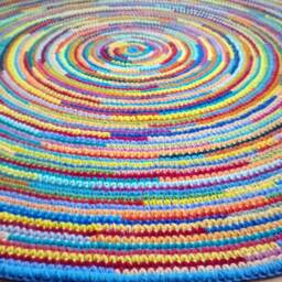 Handmade Wool Round Rug - Colorful Crochet Carpet - thumbnail 4