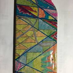 "Handmade Tile Wall Art Titled ""Jaku" - thumbnail 2