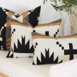 12x18 Spider Rock Wool Pillow Cover, Camel, Black & White Southwestern Cover - Ready To Ship - thumbnail 4