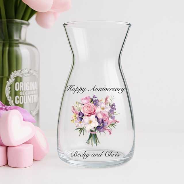 Personalised Anniversary Glass Vase - Gift Unique Flower For Wife Couples - image 1