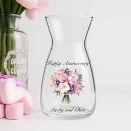 Personalised Anniversary Glass Vase - Gift Unique Flower For Wife Couples - thumbnail 1