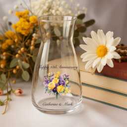 Personalised Anniversary Glass Vase - Gift Unique Flower For Wife Couples - thumbnail 3