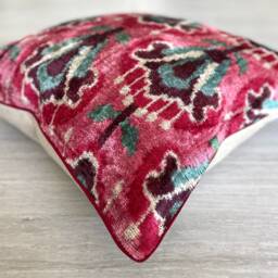Velvet Ikat Pillow Cover Miami Vice - Decorative Cushion For Sofa Or Bed - thumbnail 3