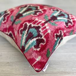 Velvet Ikat Pillow Cover Miami Vice - Decorative Cushion For Sofa Or Bed - thumbnail 2