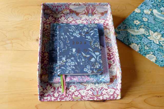 William Morris A4 In-Tray - Strawberry Thief Petite Plum Office Collection & Stationery Handmade in England - image 1