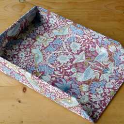 William Morris A4 In-Tray - Strawberry Thief Petite Plum Office Collection & Stationery Handmade in England - thumbnail 2
