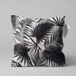Tropical Black & White Leaves Cushion Cover - Double Sided Printing Throw Pillow On The Soft Chenille With Different Sizes Oeko-Tex?? - thumbnail 1