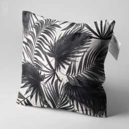 Tropical Black & White Leaves Cushion Cover - Double Sided Printing Throw Pillow On The Soft Chenille With Different Sizes Oeko-Tex?? - thumbnail 3
