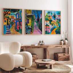 Set Of 3 Tel Aviv Poster, Israel Beach Mediterranean Travel Print, Wall Decor - thumbnail 3