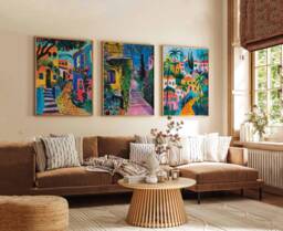 Set Of 3 Tel Aviv Poster, Israel Beach Mediterranean Travel Print, Wall Decor - thumbnail 1