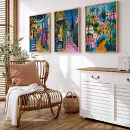 Set Of 3 Tel Aviv Poster, Israel Beach Mediterranean Travel Print, Wall Decor - thumbnail 2