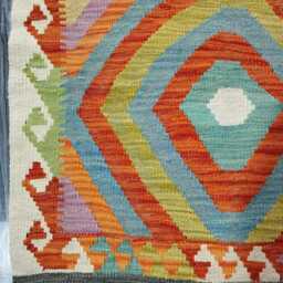 Classic Runner Rug, Handmade Artisan Afghan Turkish Scandinavian Navajo Bohemian Wool Flatweave Multicolour Kilim Rug 194x79 cm - thumbnail 4