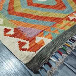 Classic Runner Rug, Handmade Artisan Afghan Turkish Scandinavian Navajo Bohemian Wool Flatweave Multicolour Kilim Rug 194x79 cm - thumbnail 2