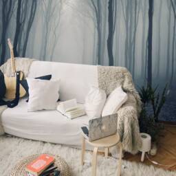 Mystical Foggy Forest, Morning Haze in The Nature Wall Mural, Wallpaper, Decal, Nursery & Room D??cor, Art, Canvas Print - thumbnail 2