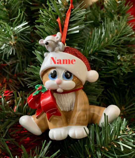 Personalized Ginger Kitty Christmas Ornament, Resin Keepsake - image 1