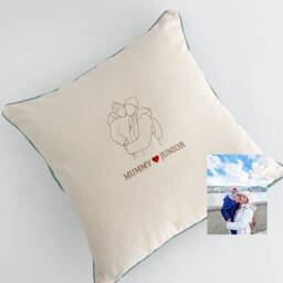 Custom Dog Pillow Embroidered Photo Silhouette Pet Memorial - thumbnail 3