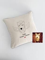 Custom Dog Pillow Embroidered Photo Silhouette Pet Memorial - thumbnail 1