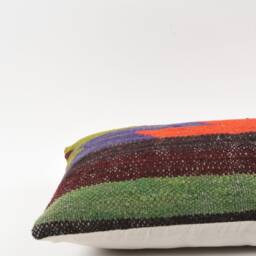 Kilim Lumbar Pillow Cover 12x24 Turkish Woven Cushion - thumbnail 4