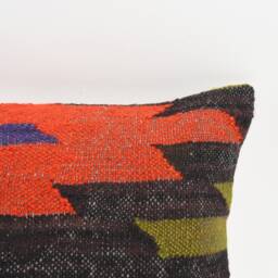 Kilim Lumbar Pillow Cover 12x24 Turkish Woven Cushion - thumbnail 2