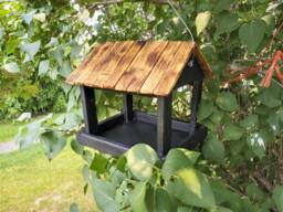 Rustic Reclaimed Wood Bird Feeder Black & Torched Finish